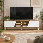 Meuble TV Eira 150 cm avec télévision éteinte dans un salon