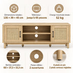 Dimensions et caractéristiques du meuble TV Alva 135 cm