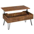 Compartiment vide de la table basse Norrvik sous le plateau relevé sur fond blanc