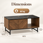 Dimensions de la table basse Svala 100 cm et charge maximale 85 kg