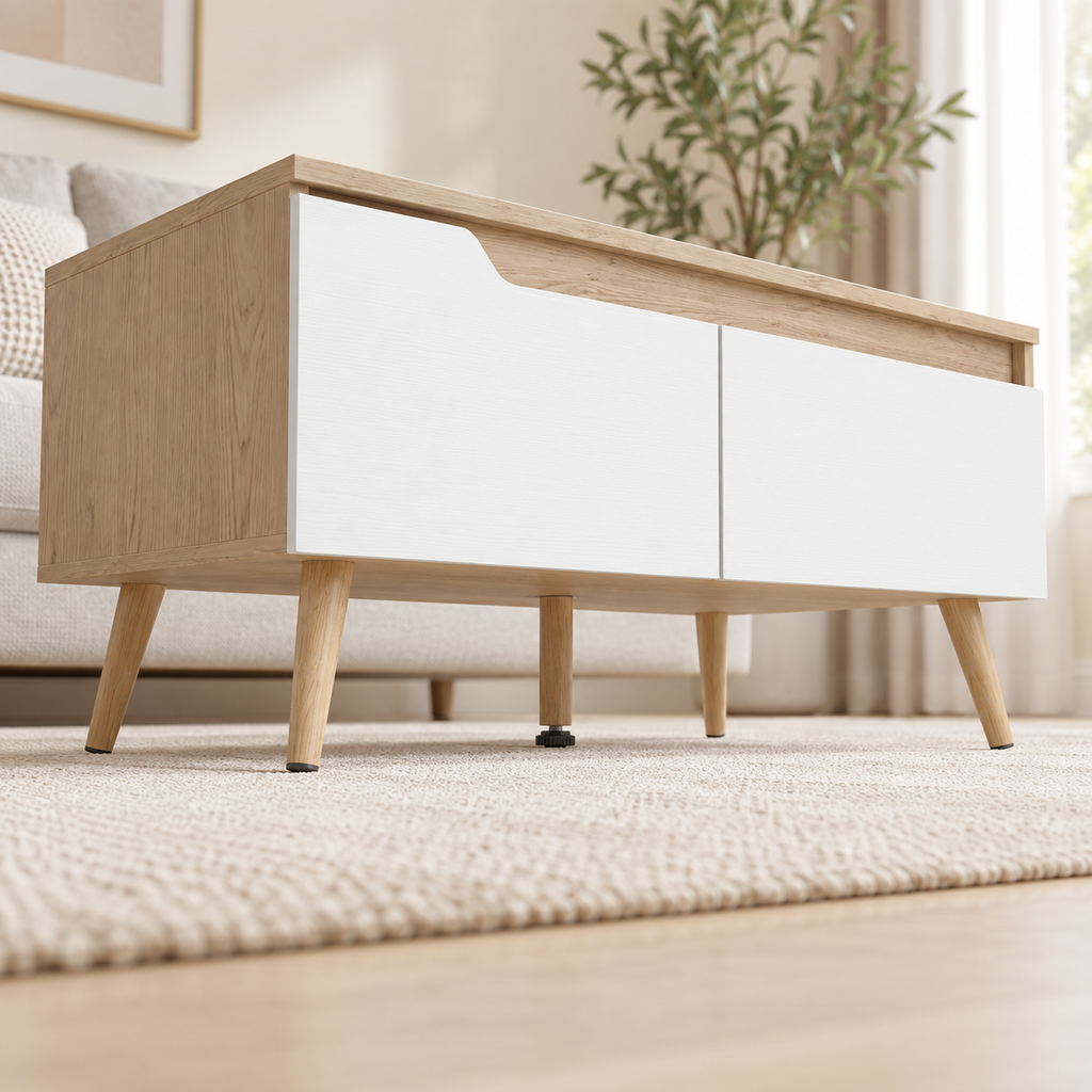 Table basse Aino sur cinq pieds, dont un pied central réglable