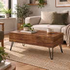 Table basse Norrvik fermée dans un salon moderne aux tons naturels