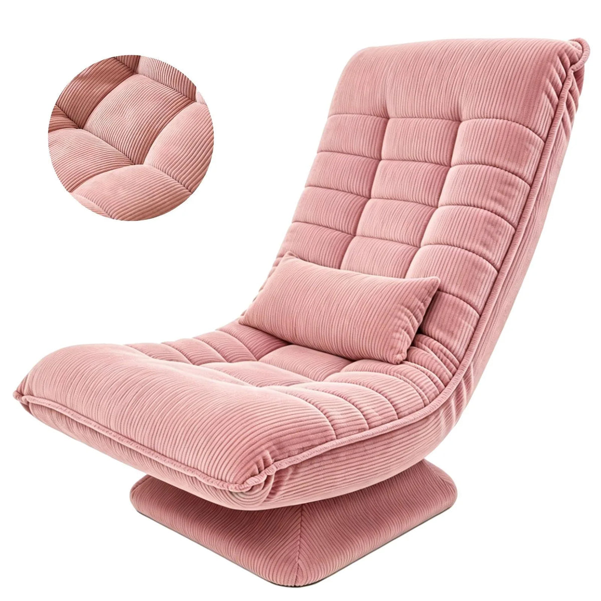 Fauteuil de relaxation Njal en velours côtelé rose foncé sur fond blanc