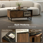 Table basse Svala 100 cm – Effet marbre noir & rangement