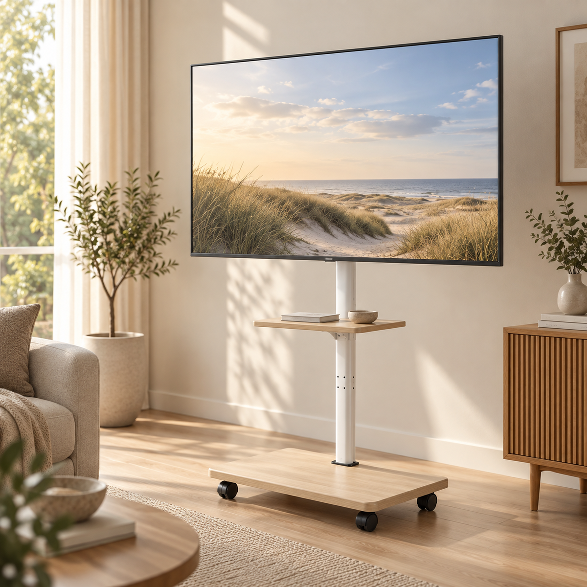 Support TV mobile sur roulettes Elrik – 32 à 70"
