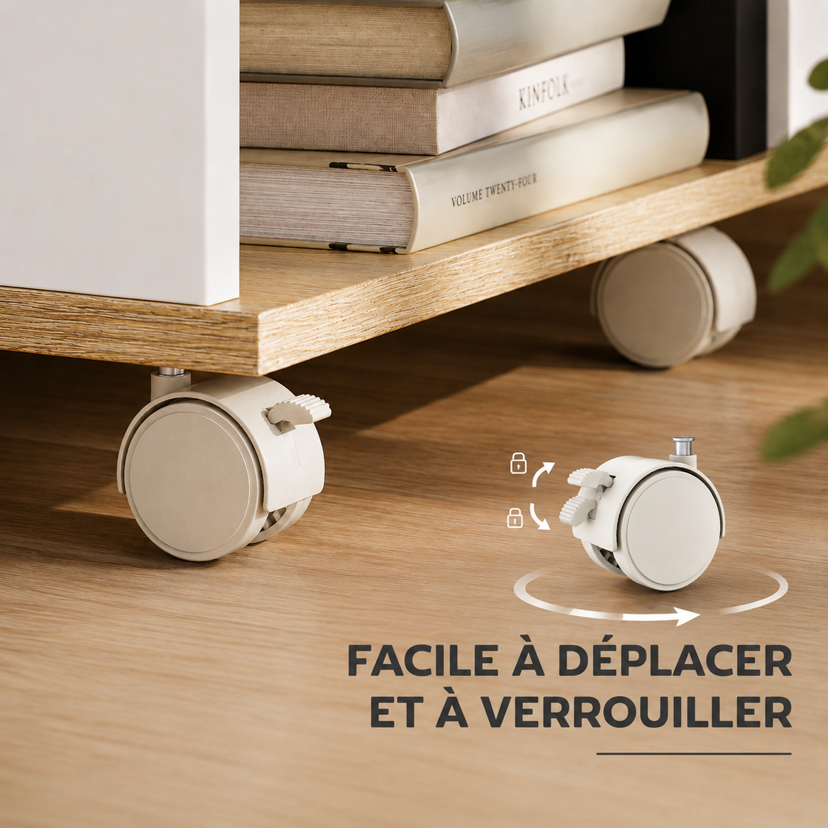 Meuble TV moderne Noren 120 cm roulettes