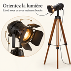 Projecteur orientable du lampadaire vintage Rovik en métal noir