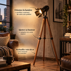 Gros plan du projecteur métallique noir à volets du lampadaire Rovik