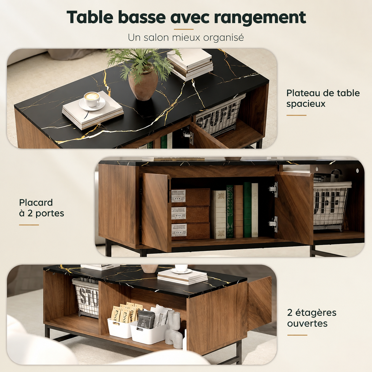 Table basse Svala dans une ambiance de salon chaleureuse 