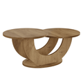 Table basse Elvane à double plateau rond décalé en MDF finition effet bois naturel fond blanc