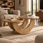 Table basse Elvane en MDF finition effet bois naturel dans un intérieur chaleureux
