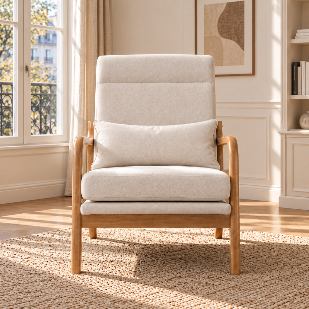 Assise généreuse du fauteuil Elyna crème