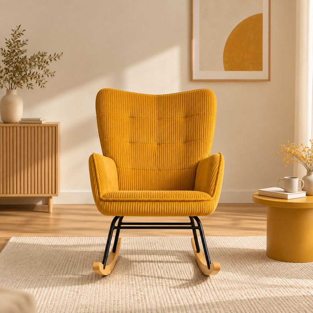 Assise rembourrée en mousse du fauteuil à bascule Ylva