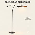 Dimensions du lampadaire arqué Kaiven noir hauteur 183 cm
