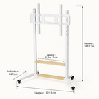 Dimensions du support TV mobile Move XXL 122,5 x 64,5 x 163,7 cm