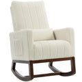 Fauteuil à bascule crème Eira en flanelle avec base en bois noyer