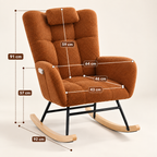 Dimensions du fauteuil à bascule Maelis avec dossier haut et patins en bois