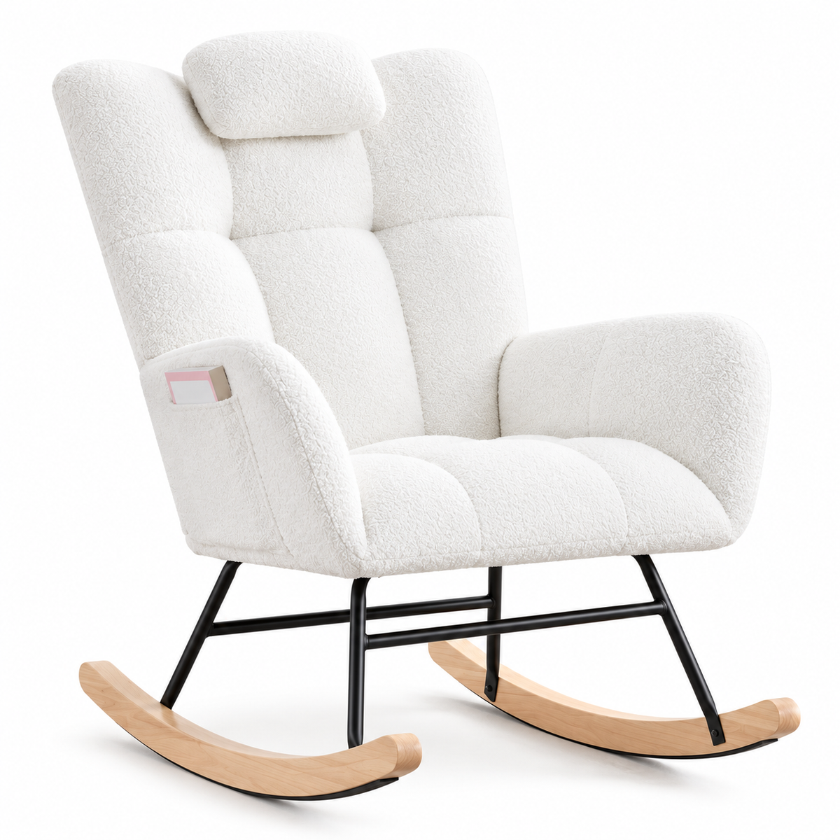 fauteuil a bascule maelis blanc sur fond blanc