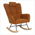 Fauteuil à bascule Maelis en tissu teddy brun sur fond blanc