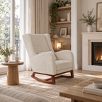Personne installée dans le fauteuil Avelin avec dossier haut et coussin lombaire