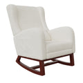 Fauteuil à bascule Avelin blanc avec repose-pieds rétractable sur fond blanc