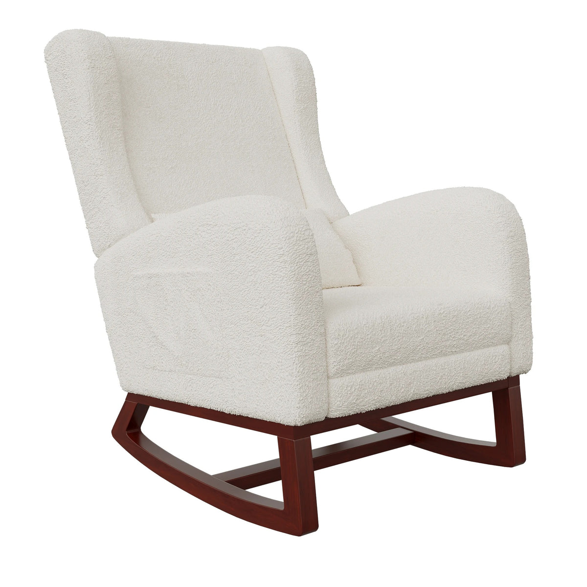 Fauteuil à bascule Avelin blanc avec repose-pieds rétractable sur fond blanc