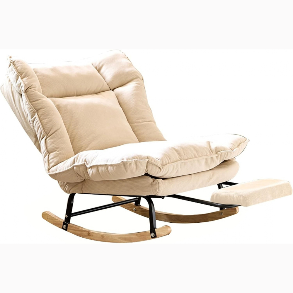 Fauteuil à bascule Neryn beige en velours côtelé
