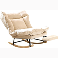 Fauteuil à bascule Neryn beige en velours côtelé
