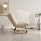 Fauteuil à bascule Neryn beige en velours côtelé salon modernevue profil