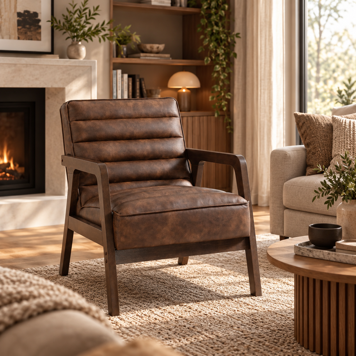 Revêtement PU du fauteuil Eldren facile à entretenir