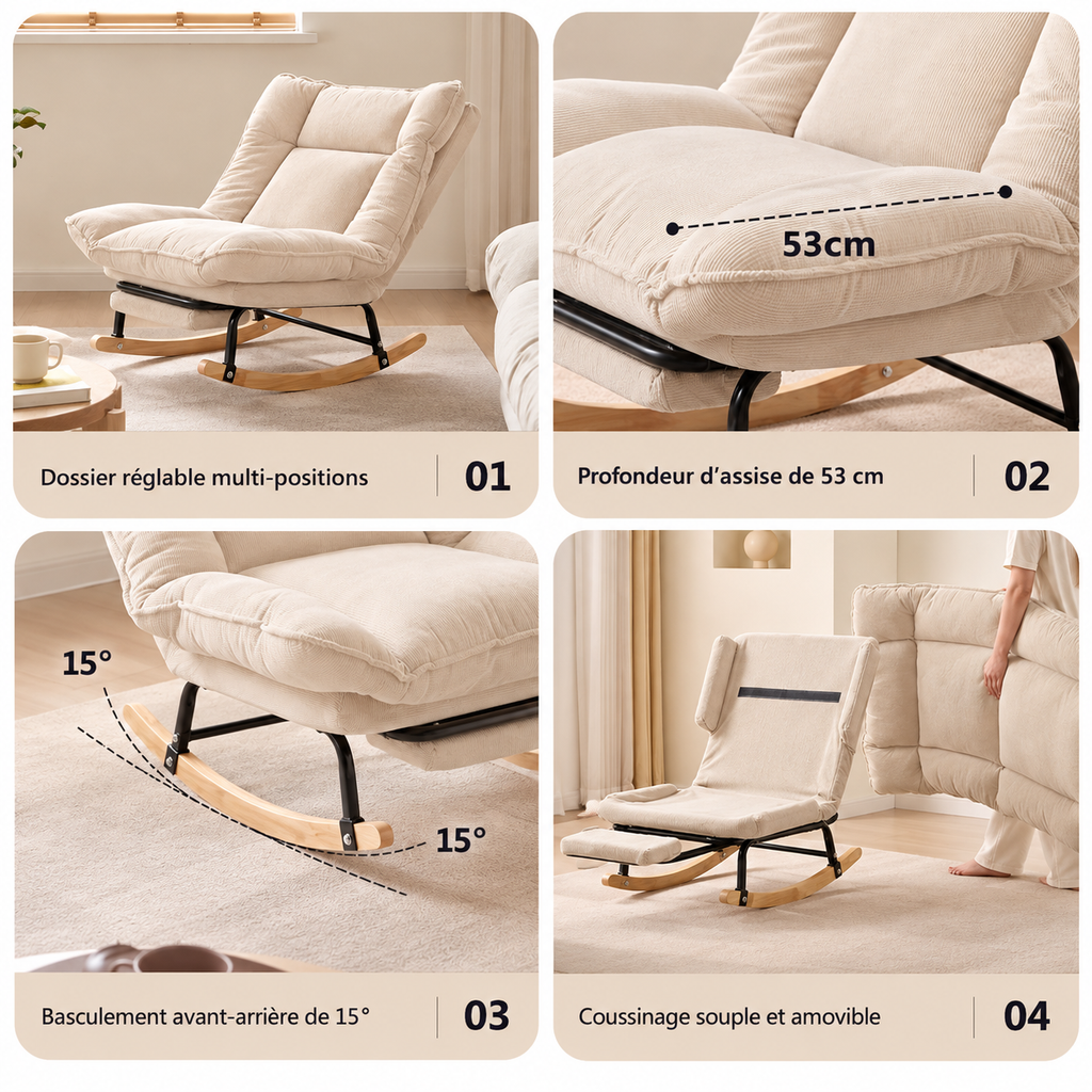Repose-pieds rétractable du fauteuil à bascule Neryn