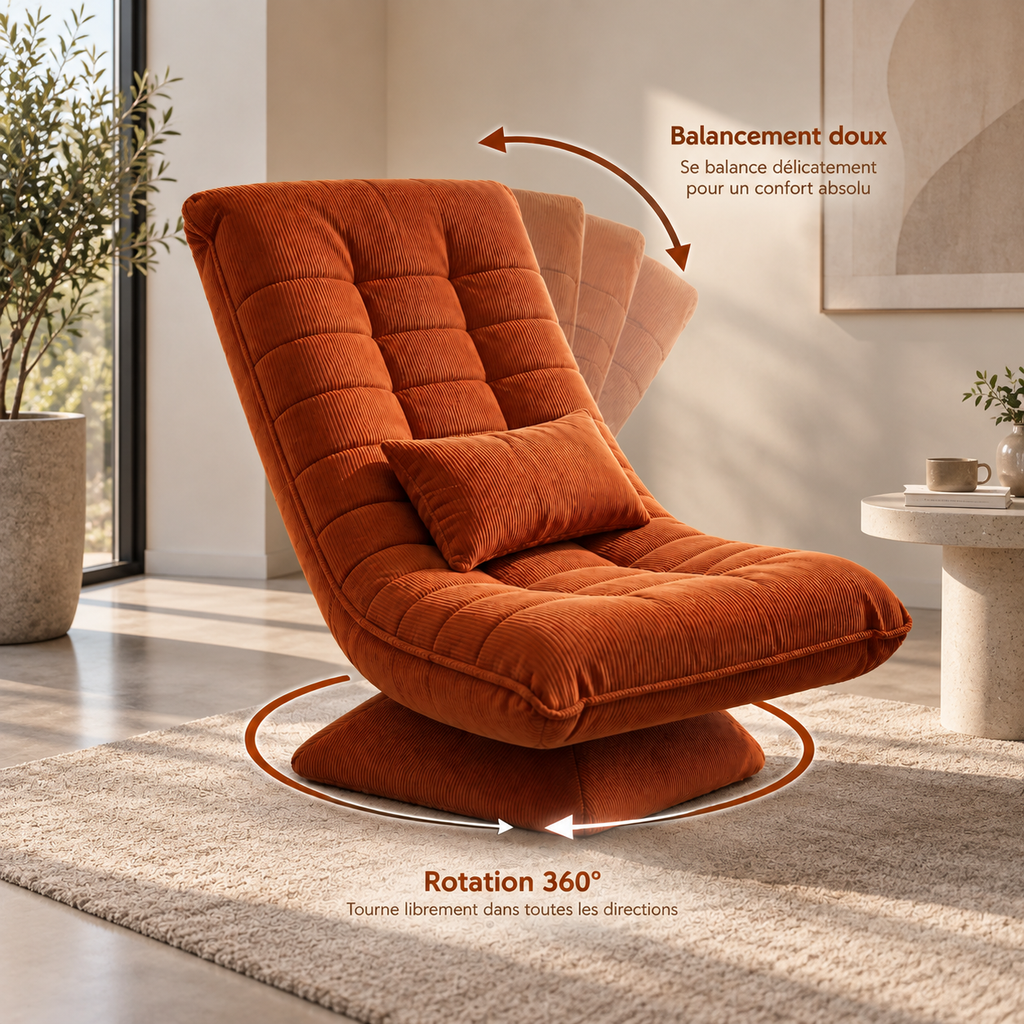 Base pivotante et fonction de balancement du fauteuil Njal
