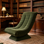 Fauteuil de relaxation Njal en velours côtelé dans une bibliotheque