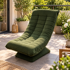 Fauteuil de relaxation Njal en velours côtelé vert foncé