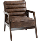 Fauteuil de salon Eldren marron en PU vue complète fond blanc