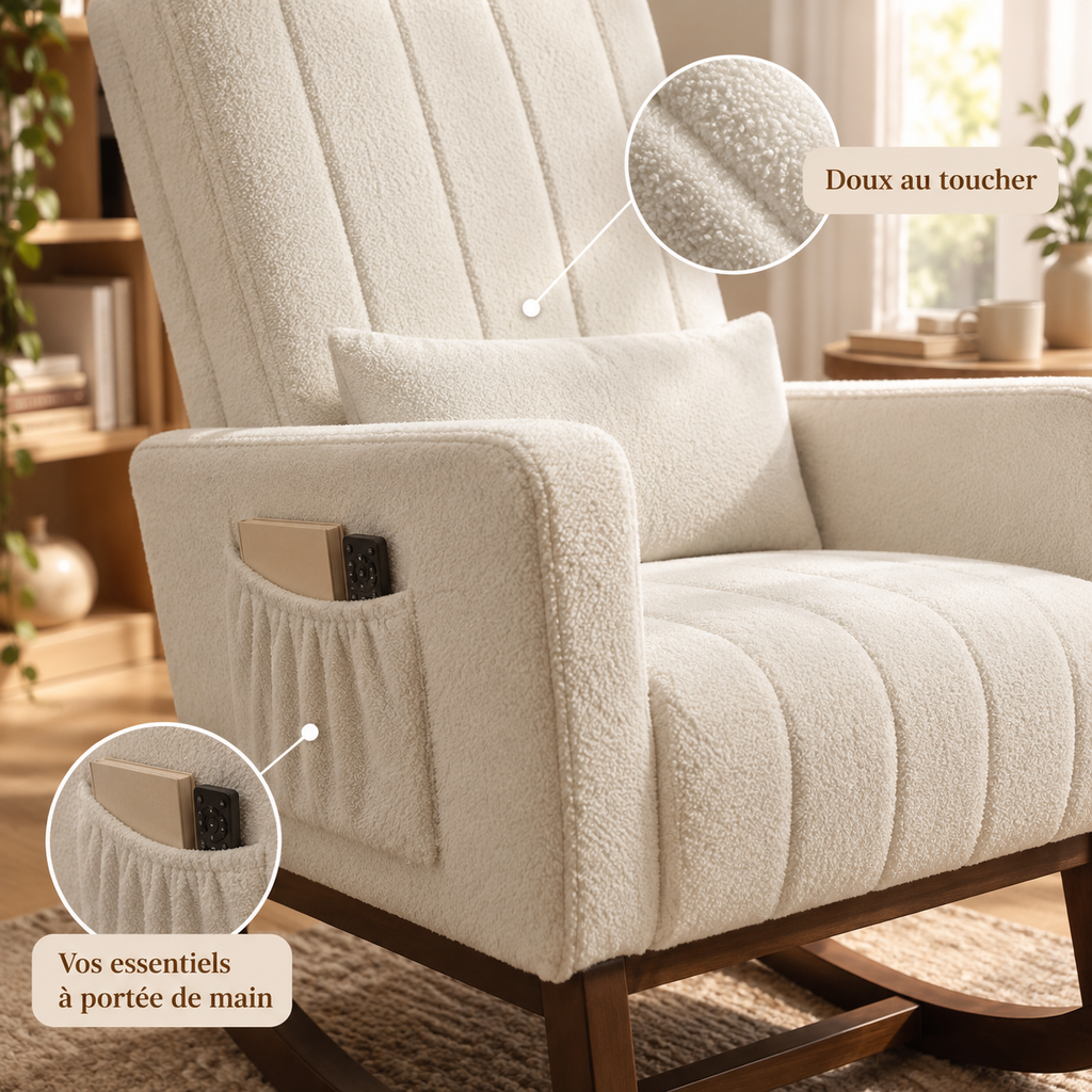 Texture crème en flanelle neige du fauteuil Eira