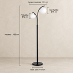 Dimensions du lampadaire Elira noir hauteur 160 cm