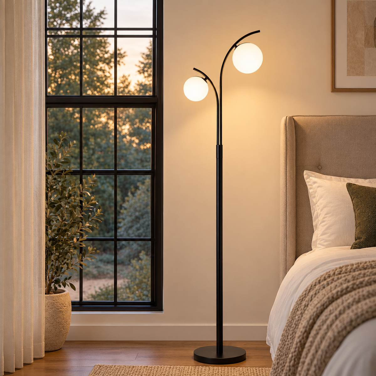 Lampadaire Elira noir éclairant 