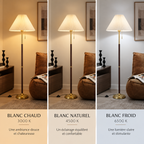Lampadaire Eloria avec lumière chaude naturelle et froide