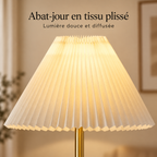 Abat-jour blanc en tissu plissé du lampadaire Eloria