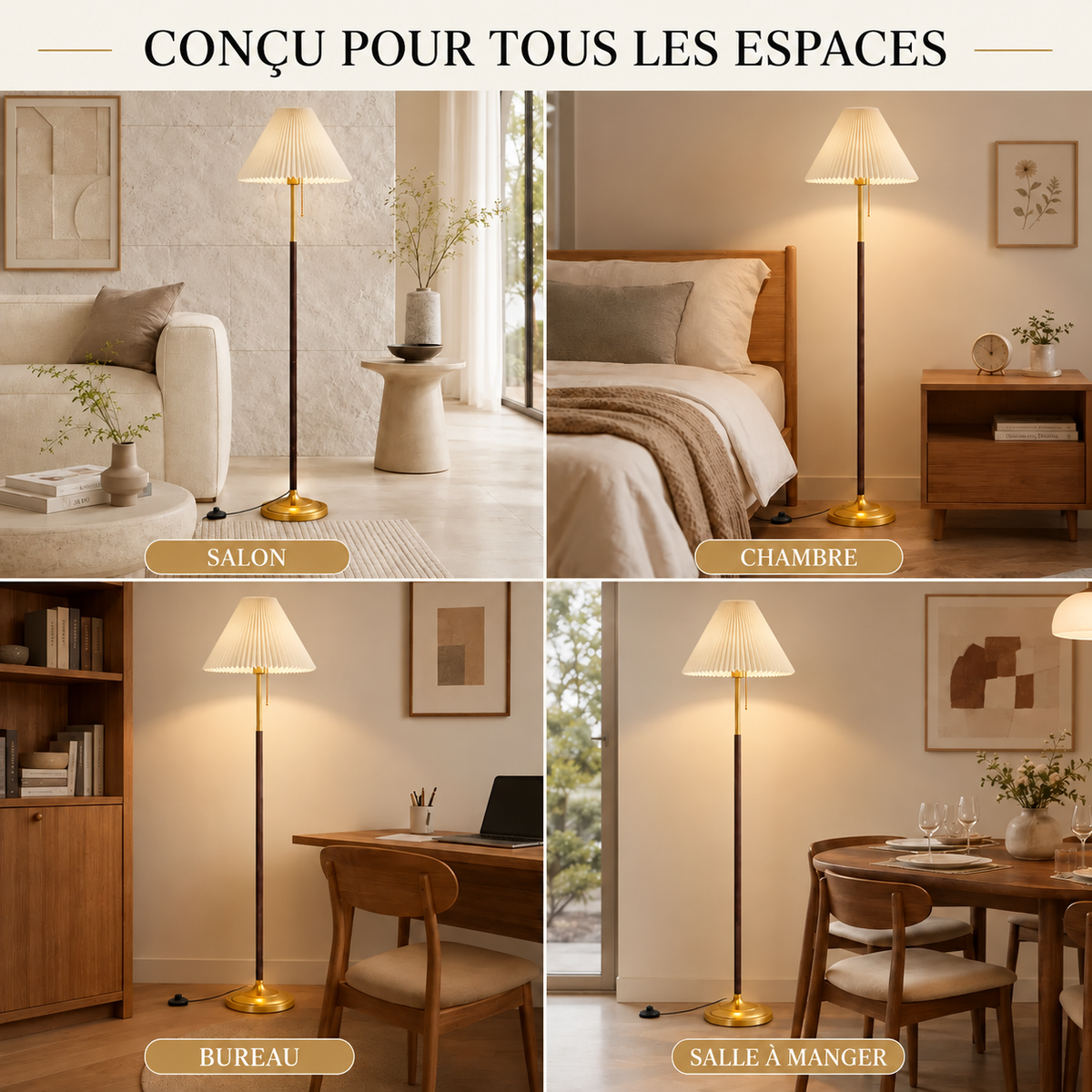 Lampadaire Eloria installé dans plusieurs espaces