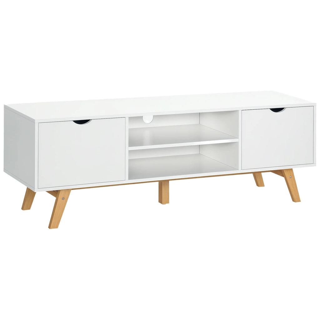 Meuble TV Alven 150 cm blanc et bois sur fond blanc
