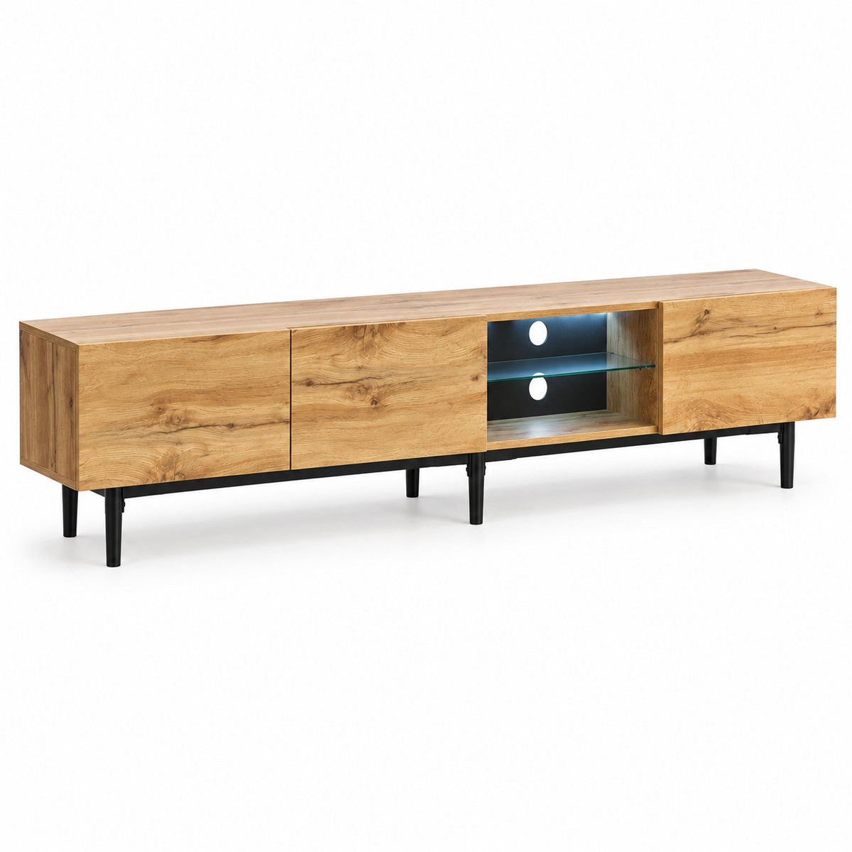 Meuble TV Kael 175 cm en bois sur fond blanc