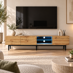 Meuble TV Kael 175 cm en bois dans un salon contemporain