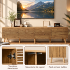 Meuble TV Norell 180 cm à silhouette basse et surélevée