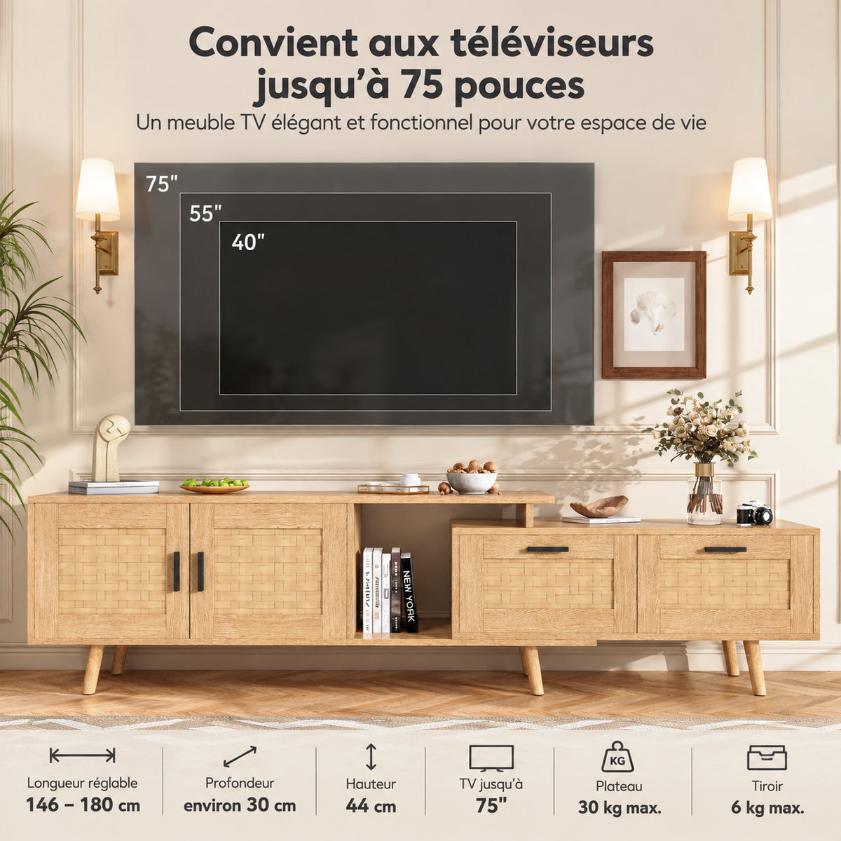 Meuble TV Noren en configuration compacte
