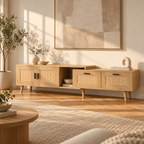 Meuble TV Noren extensible dans un salon moderne et naturel