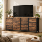 Meuble Commode TV Ryden 160 cm avec 14 tiroirs dans un salon contemporain