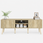 Meuble TV Solen 140 cm chêne clair sur fond blanc