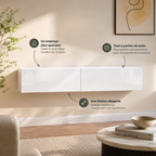 Meuble TV suspendu Lysen 140 cm blanc